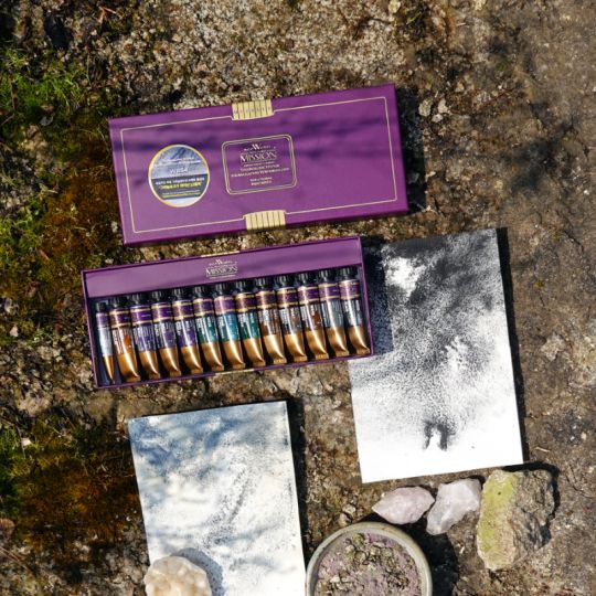 Coffret hyper granulation 12 Tubes 15ml aquarelle granuleuse mission gold class en carton Mijello