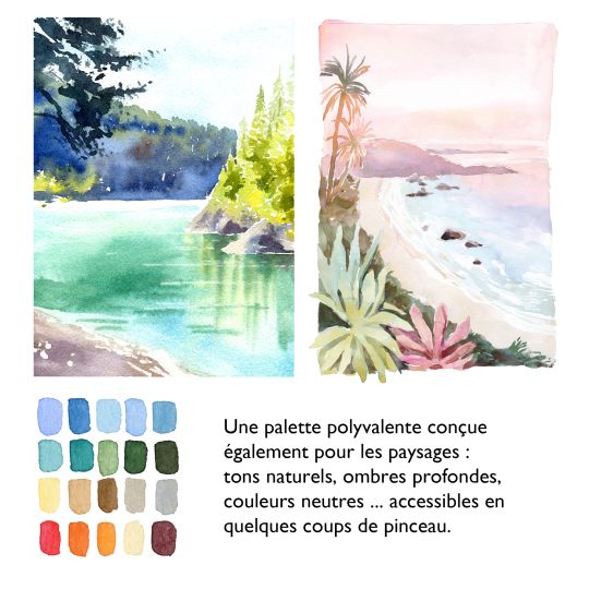 Palette signature Marie Boudon 12 ½ godets aquarelle extra-fine Sennelier