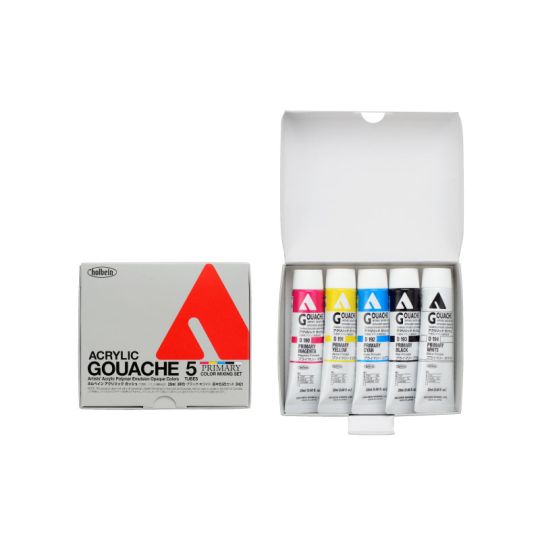 Coffret Primaire 5 Tubes 20ml acrylic gouache en carton Holbein Artists'
