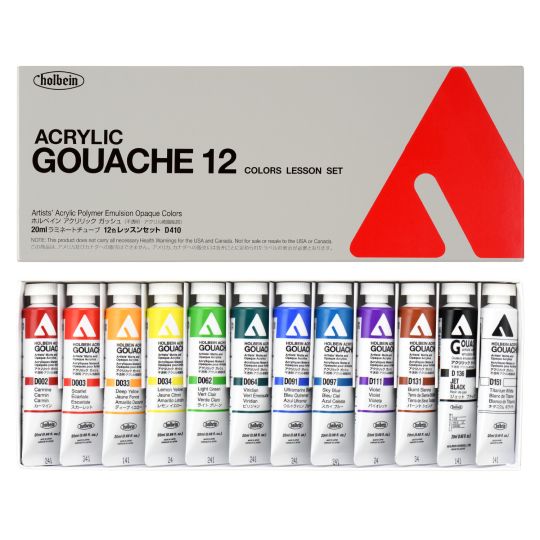 Coffret 12 Tubes 20ml acrylic gouache en carton Holbein Artists'