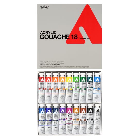 Coffret 18 Tubes 20ml acrylic gouache en carton Holbein Artists'