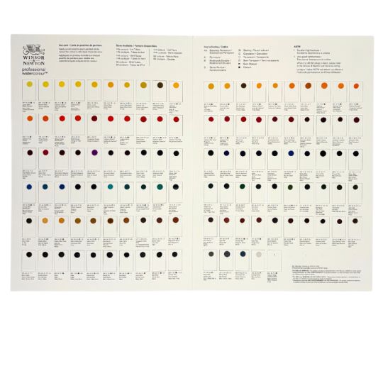 Carte échantillon couleurs réelles 115 couleurs d'aquarelles extra-fines Winsor & Newton