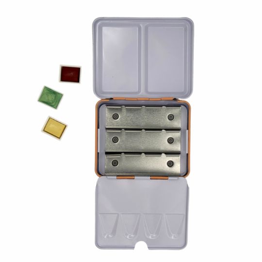 Boîte métal aquarelle vide mini abricot 12 ½ godets Roman Szmal