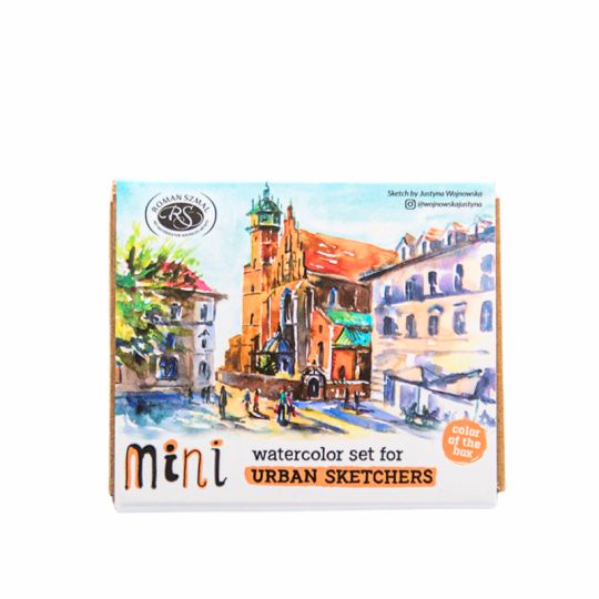 Coffret mini 8 ½ godets d'aquarelle extra-fine en métal abricot Roman Szmal