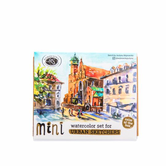 Coffret mini 8 ½ godets d'aquarelle extra-fine en métal couleur or Roman Szmal