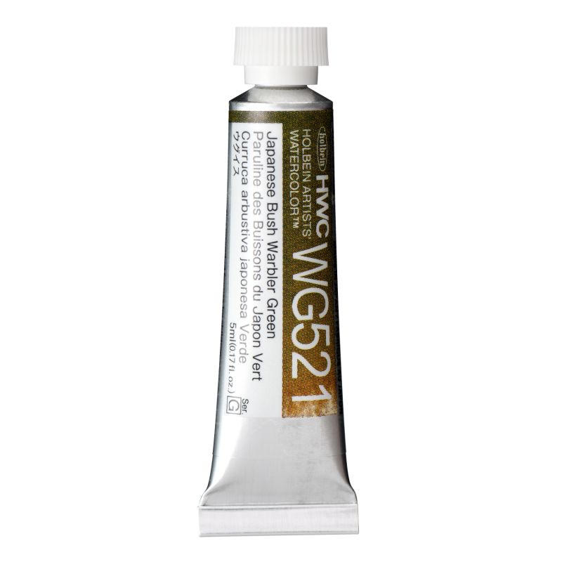 Paruline des buissons du Japon vert - aquarelle granuleuse ArtistsTube 5ml Holbein