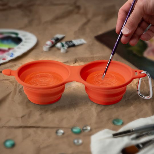 Gobelet à eau pliable double orange avec cadenas Ø 97 mm 230ml Silver Brush