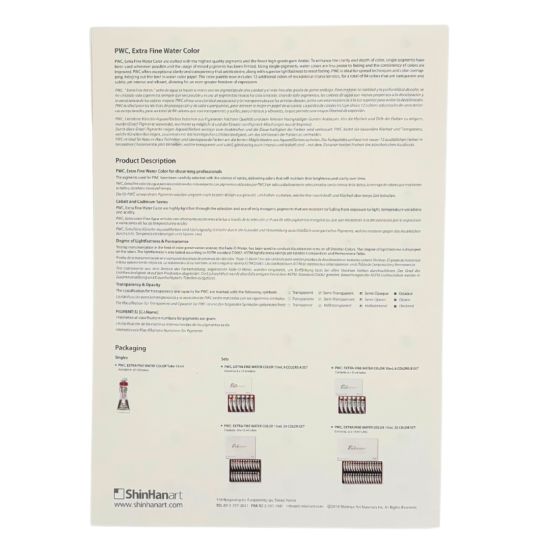 Carte échantillon couleurs réelles 104 couleurs PWC ShinHan fait à la main