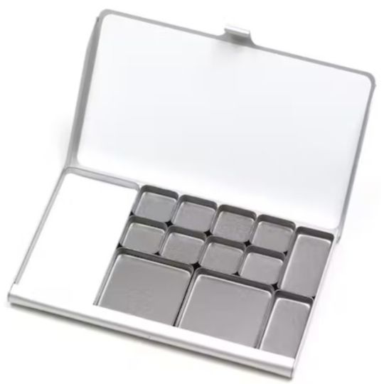 Palette Pocket de poche argent avec mini godets assortis Art Toolkit