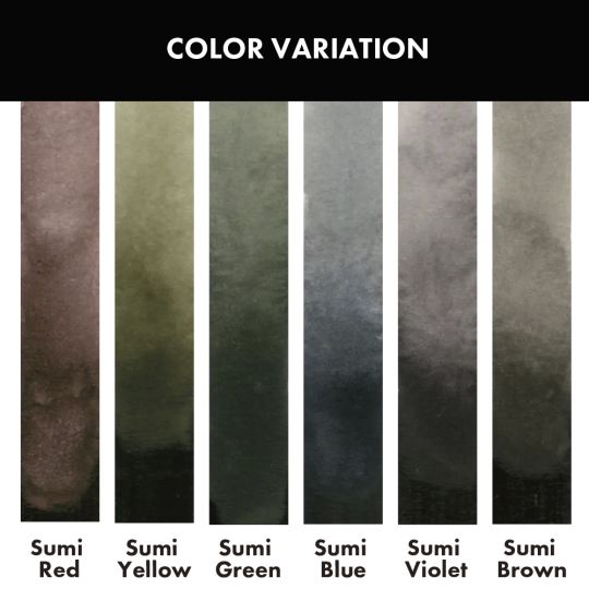 Coffret teintes sumi 6 godets japonais aquarelle Gansai Tambi Kuretake