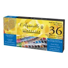 Boîte métal 36  ½ godets  d'aquarelle extra-fine Sennelier