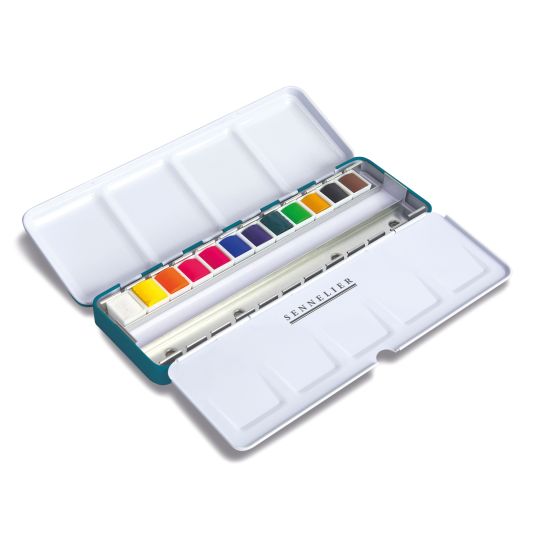 Boite métal « la petite aquarelle » 12 ½ godets aquarelle fine Sennelier