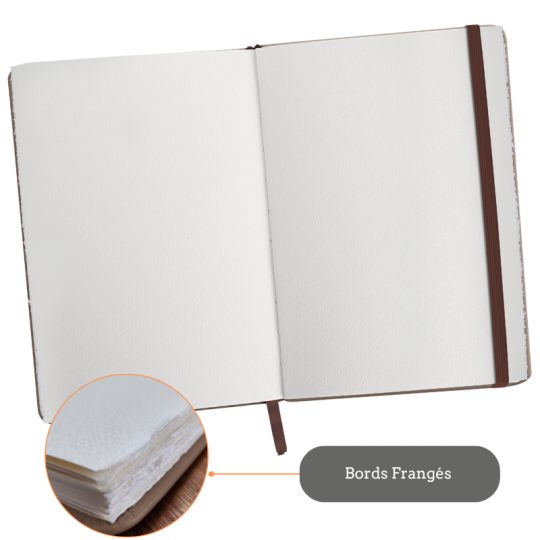 Perfect Sketchbook A5 300g 100% coton 44 pages grain fin format portrait bords frangés Etchr Lab