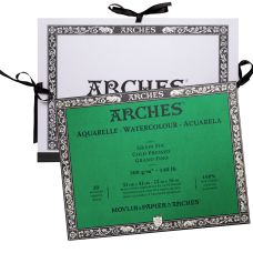 Bloc collé 4 côtés Arches 31x41 300g 20 f grain fin + carton à dessin Offert