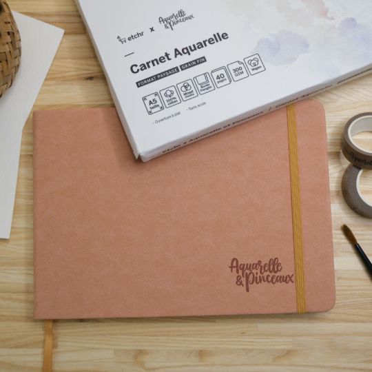Carnet Aquarelle 100% coton A5 300g 20f grain fin Etchr x Aquarelle & Pinceaux