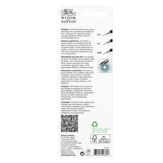Set Feutre fineliner noir 0.05, 0.1, 0.3 Winsor & Newton