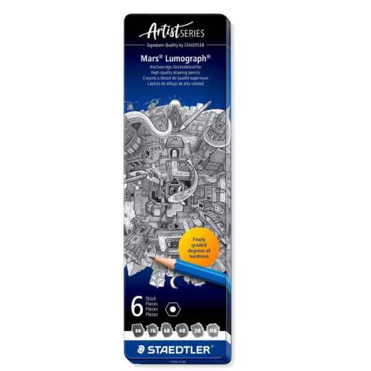 Boîte métal de 6 crayons graphite Lumograph 100 Staedtler