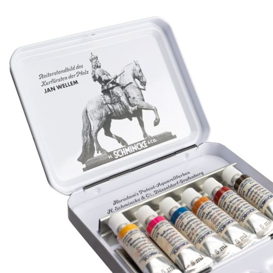 Boîte métal Rétro II 6 tubes 5 ml Horadam Aquarell Schmincke