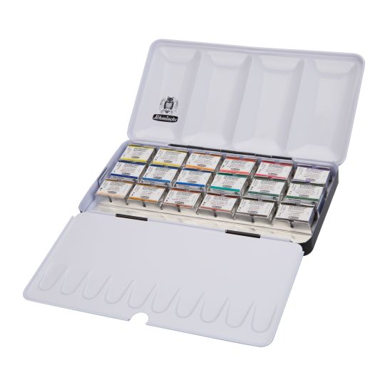 Boîte métal 18 godets entiers Horadam Aquarell Schmincke