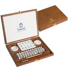 Coffret bois rétro 12 tubes 5 ml Horadam Aquarell + accessoires Schmincke