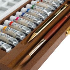 Coffret bois rétro 12 tubes 5 ml Horadam Aquarell + accessoires Schmincke