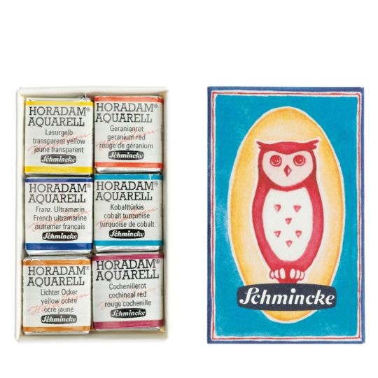 Boîte carton allumette 6 ½ godets Horadam Aquarell Schmincke