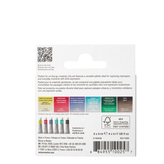 Coffret Urban Sketching  6 tubes 5ml aquarelle en carton Winsor & Newton
