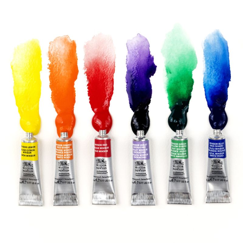 Coffret Couleurs Winsor 6 tubes 5ml aquarelle en carton Winsor & Newton