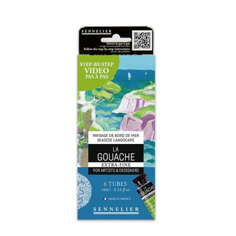 Coffret Paysage de bord de mer 6 Tubes 10ml gouache en carton Sennelier