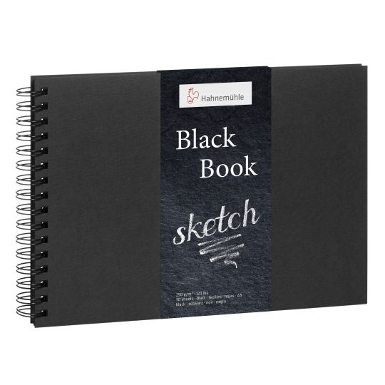 Carnet spiralés Sketch noir A5 paysage 250g 30f grain fin
