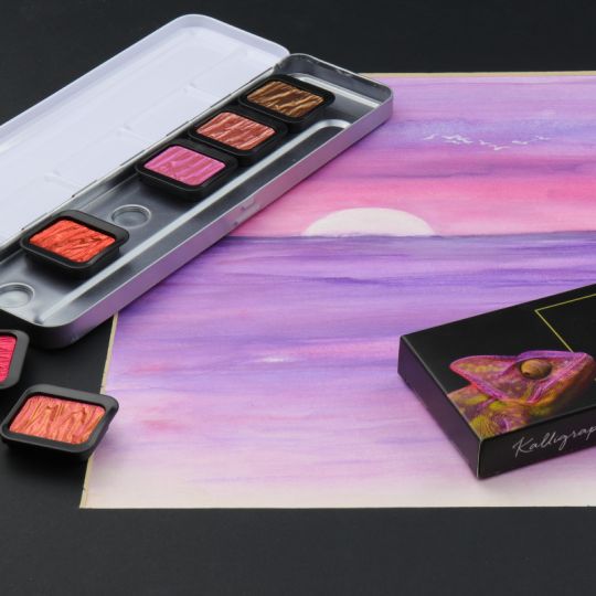 Coffret Warm 6 godets clipsables aquarelle nacrée Finetec