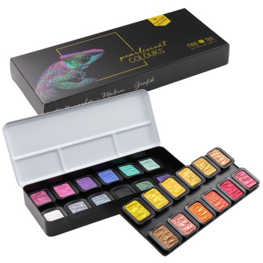Coffret Colourful 24 godets clipsables aquarelle nacrée Finetec