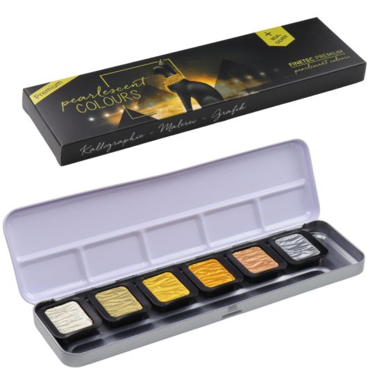 Coffret Antique 6 godets clipsables aquarelle nacrée Finetec premium