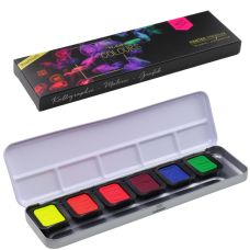 Coffret Néon 6 godets clipsables aquarelle Finetec premium