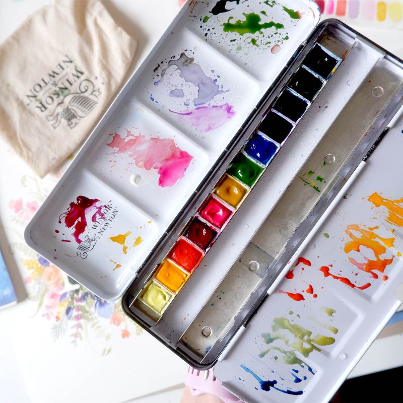 Palette originale Blanche Tristant 12 ½ godets + 12 vides Winsor & Newton