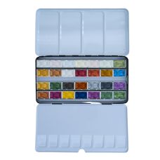 Coffret Luminous Treasury 28 godets aquarelles scintillantes Skrim