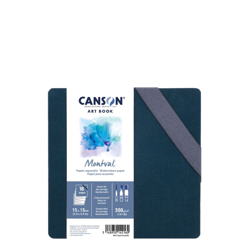 Carnet accordéon Montval 15x15 300g 8 f grain fin Canson