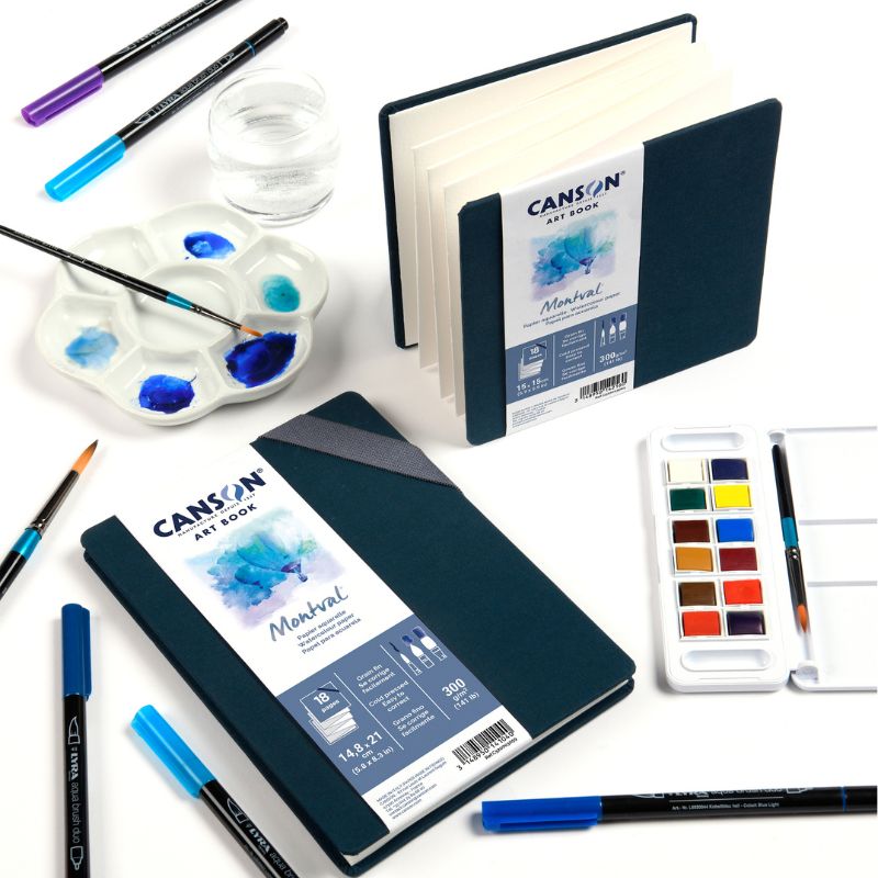 Carnet accordéon Montval 15x15 300g 8 f grain fin Canson