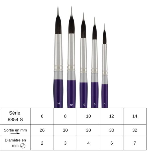 Pinceau aquarelle jupon Silver Silk 88 série 8854S Silver n°10
