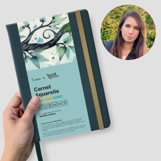 Carnet Aquarelle 100% coton B5 300g 44 pages grain fin Etchr x Jenny Illustrations