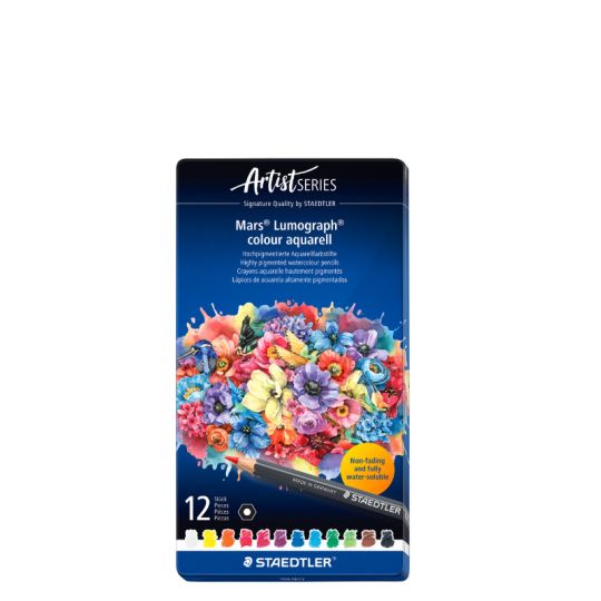 Boîte métal 12 crayons aquarellables Artist Mars Lumograph Staedtler