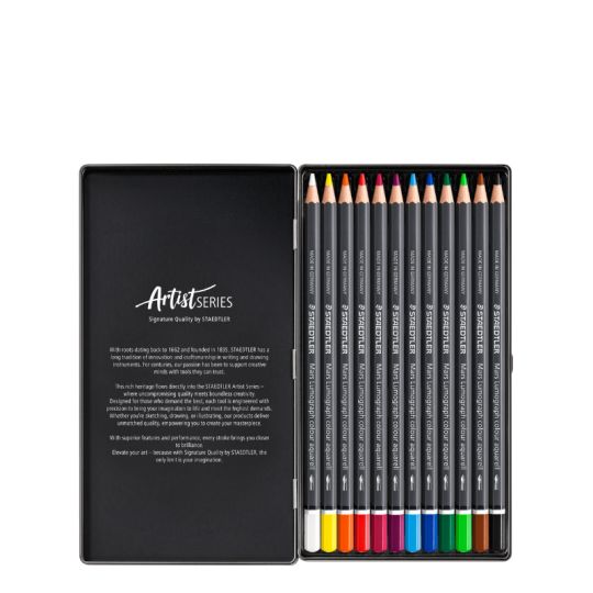 Boîte métal 12 crayons aquarellables Artist Mars Lumograph Staedtler