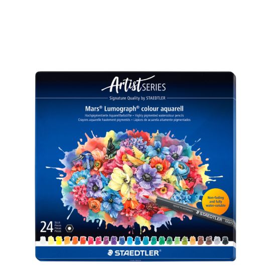 Boîte métal 24 crayons aquarellables Artist Mars Lumograph Staedtler
