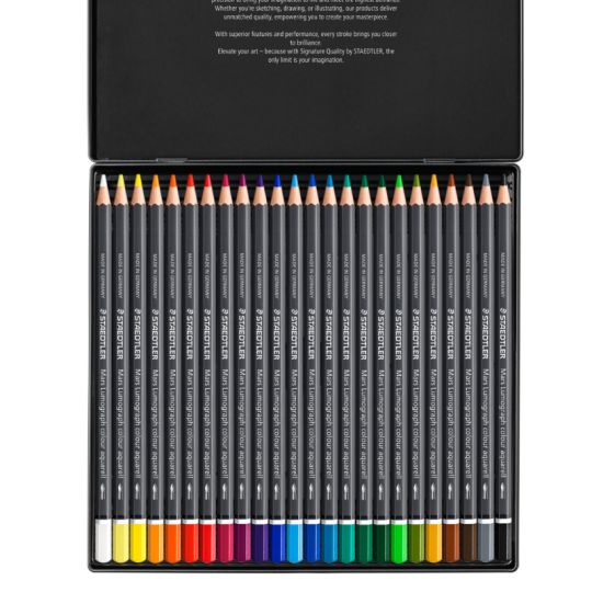 Boîte métal 24 crayons aquarellables Artist Mars Lumograph Staedtler