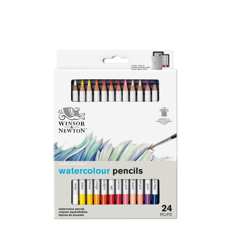 Boîte métal 24 crayons aquarellables Studio Winsor et Newton