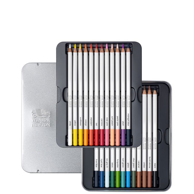 Boîte métal 24 crayons aquarellables Studio Winsor et Newton