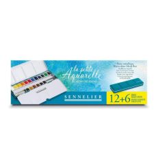 Boite métal « la petite aquarelle » 12 + 6 ½ godets aquarelle fine Sennelier