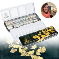 Boîte métal "Ginkgo" 20 ½ godets + 4 vides Horadam Aquarell Schmincke