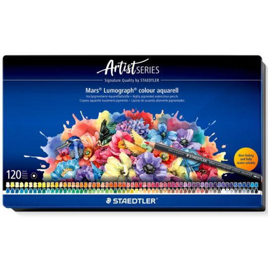 Boîte métal 120 crayons aquarellables Artist Mars Lumograph Staedtler