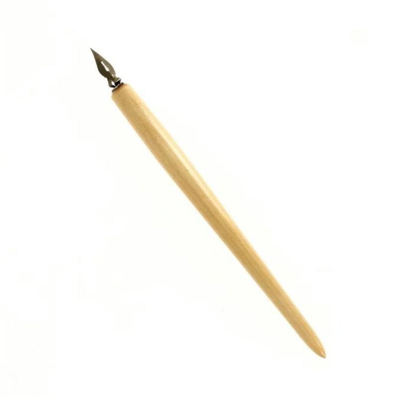 Porte plume en bois naturel avec plume